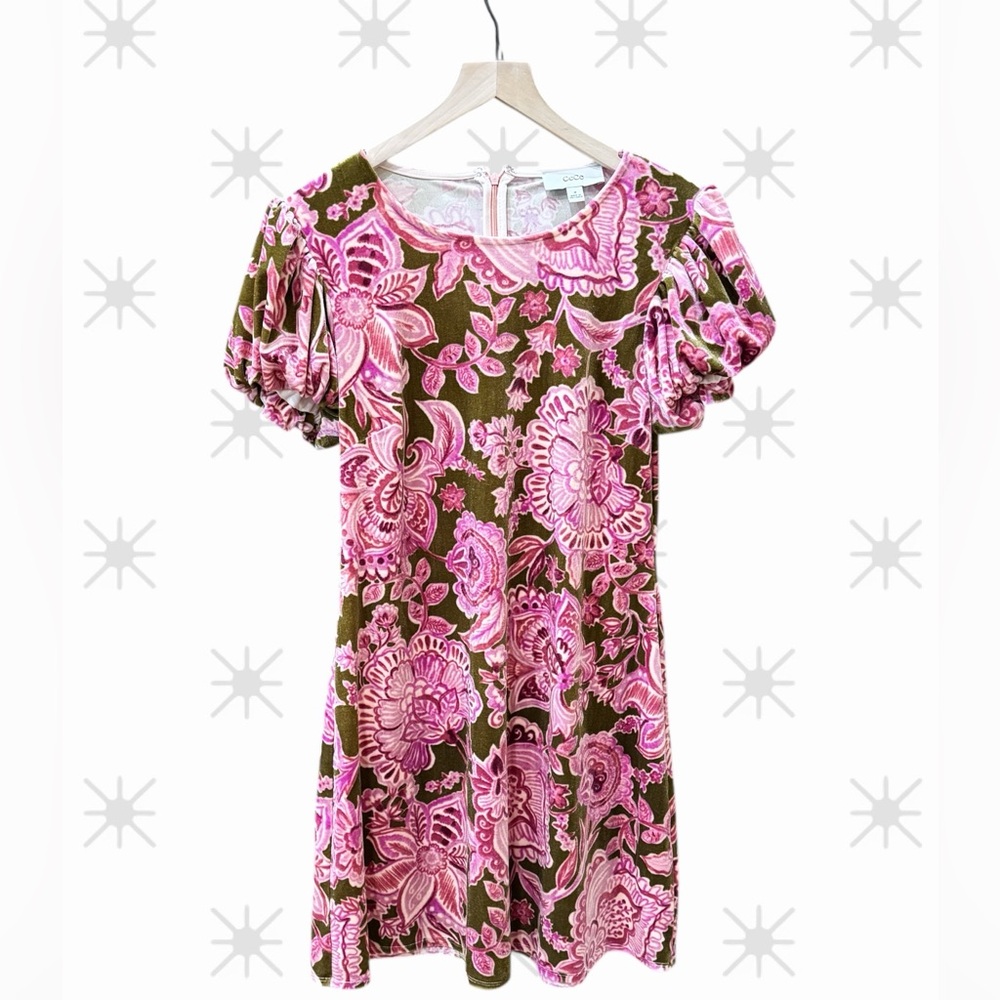 CeCe Women’s Floral Velvet Short Sleeve Minidress